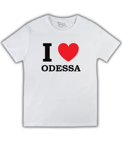 Прикольные футболки: I Love Odessa белая